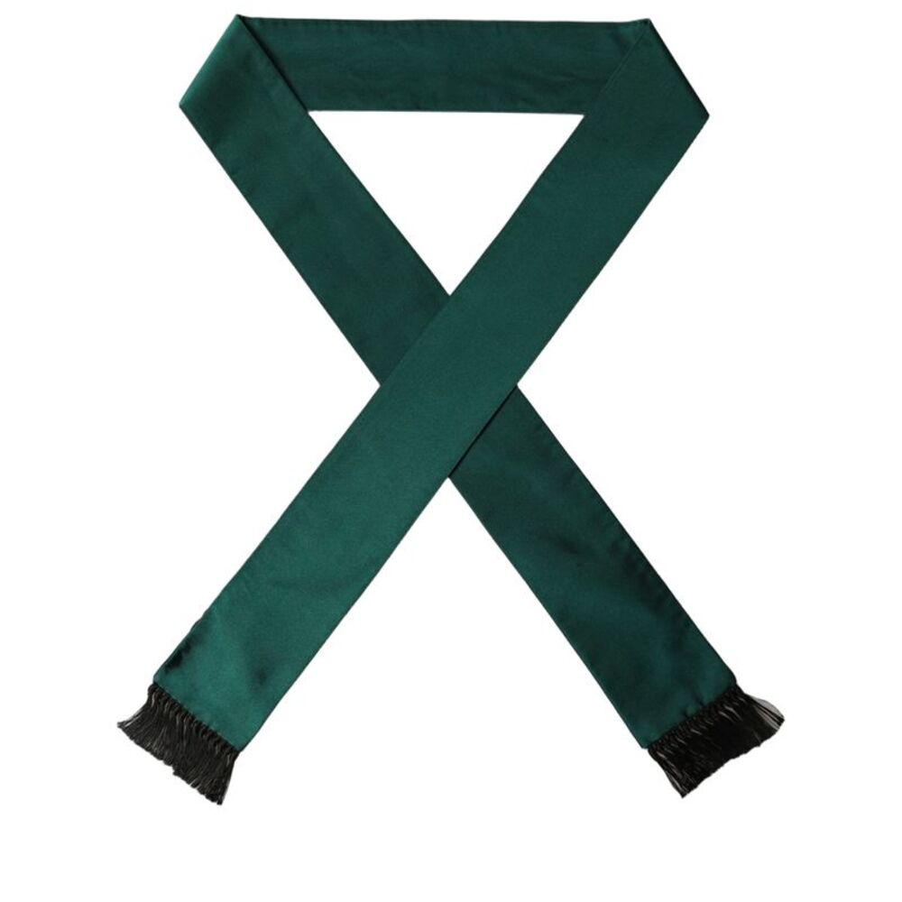 Dolce & Gabbana Men Green Satin Silk Fringed Lace Men's Stole